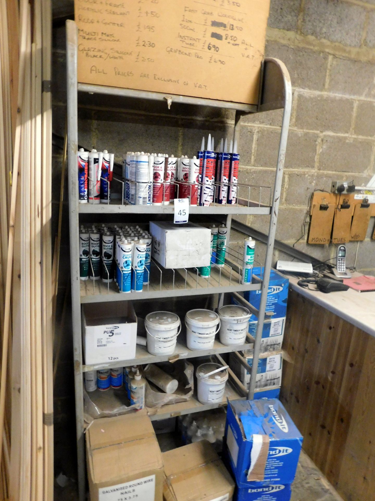 Rack And Quantity of Assorted Sealants (Located Ramsgate)