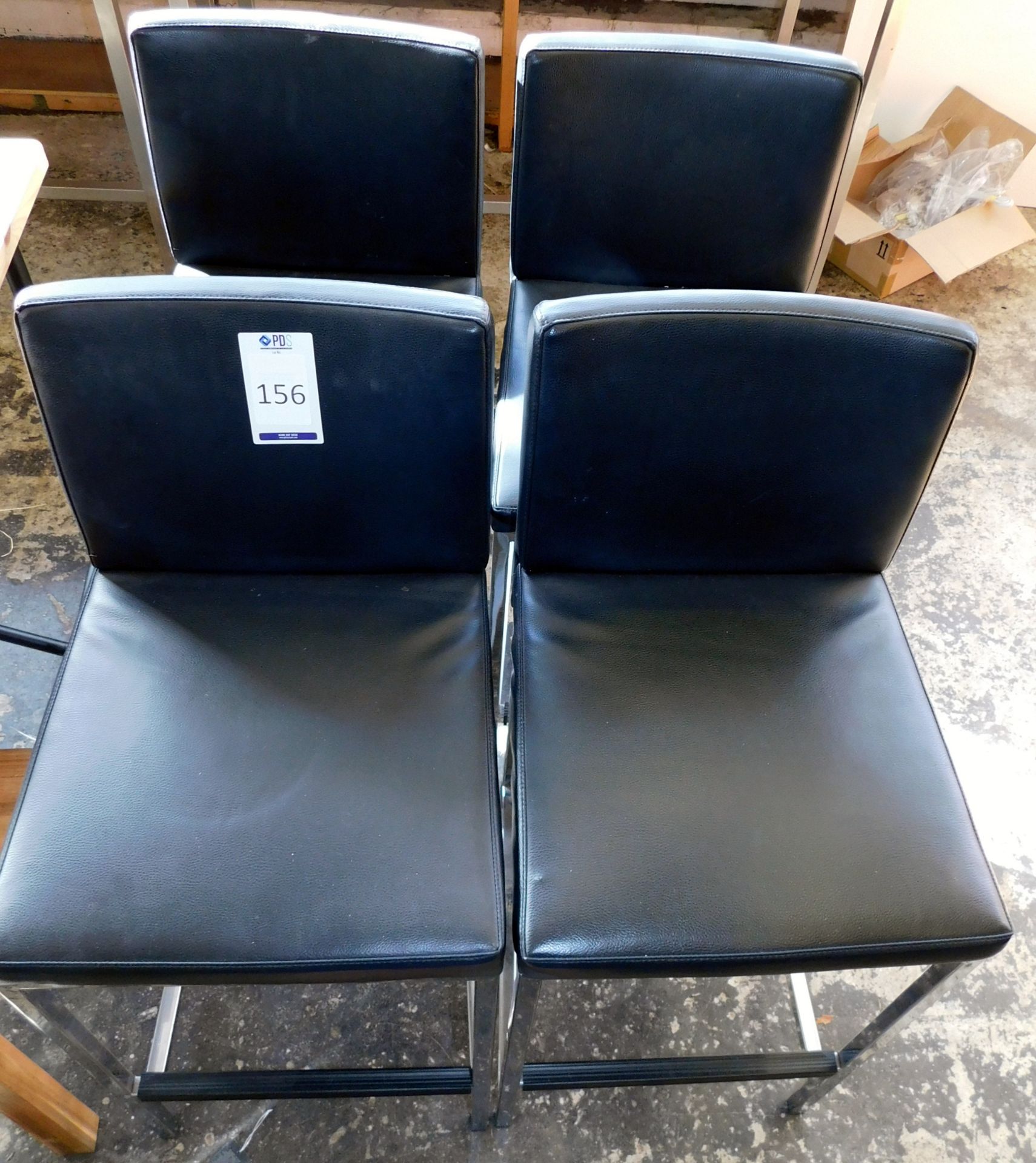 4 Black Leather Effect Mid Height Chairs (Located Stockport)