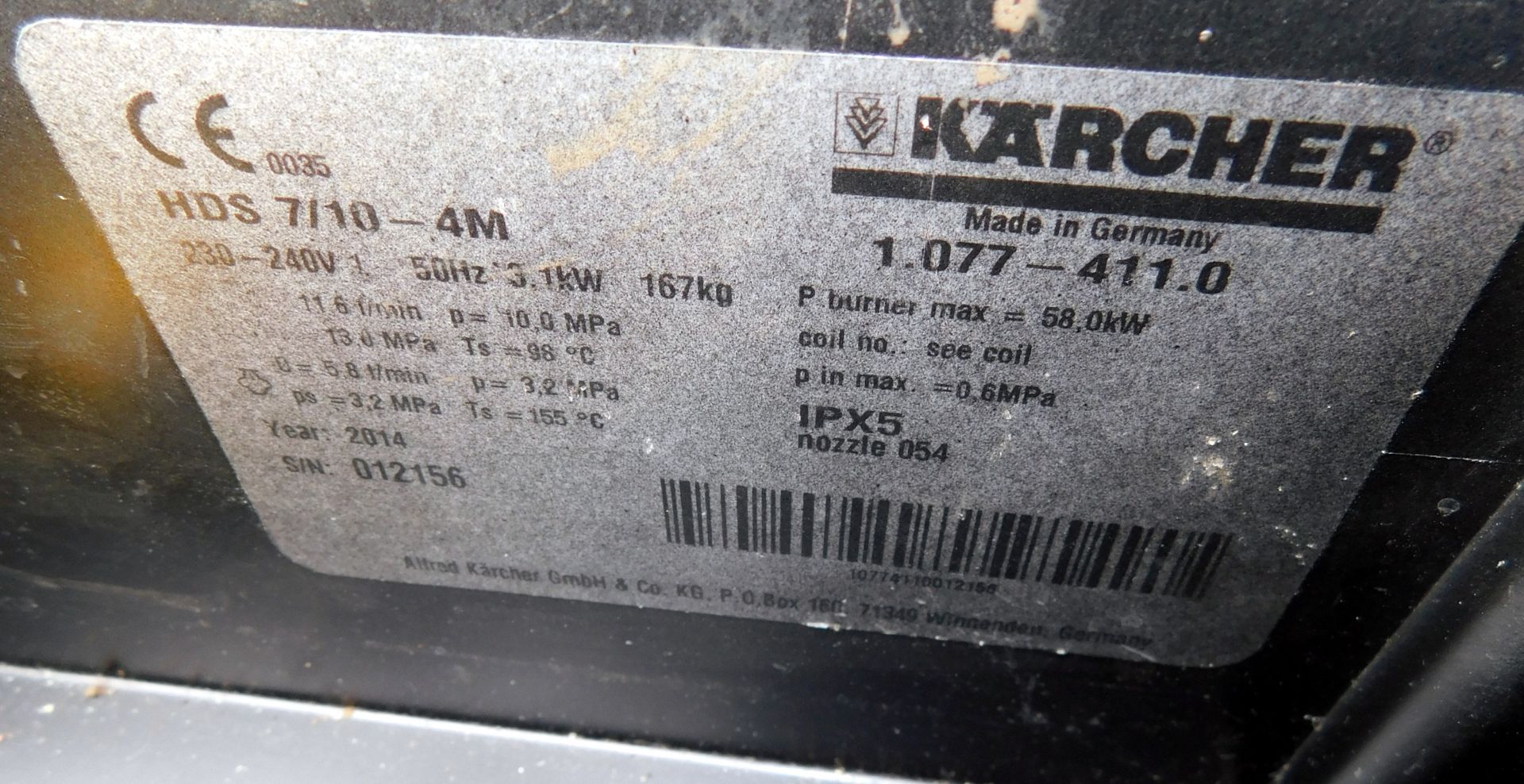 Karcher HDS7/10 4M Pressure Washer, 2014, Serial Number: 012156 (Located Warrington) - Image 6 of 7