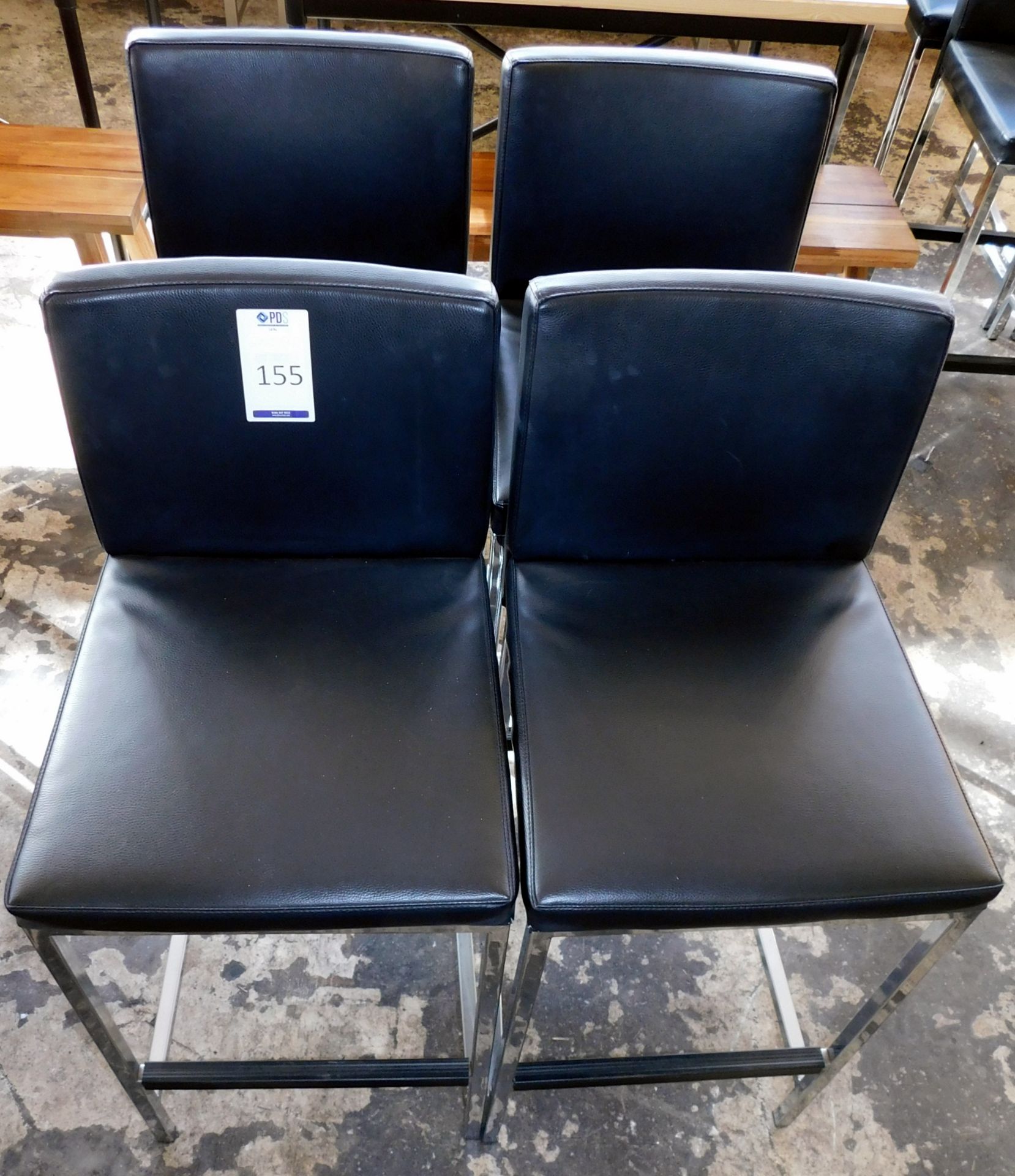 4 Black Leather Effect Mid Height Chairs (Located Stockport)