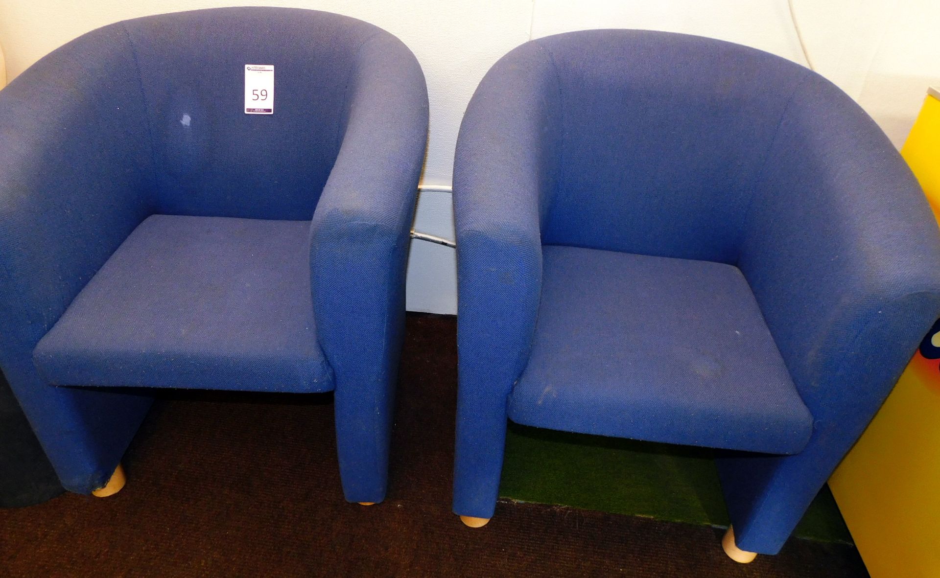 Wooden Bench, 2 Blue Upholstered Chairs & Camping Table (Located Warrington)