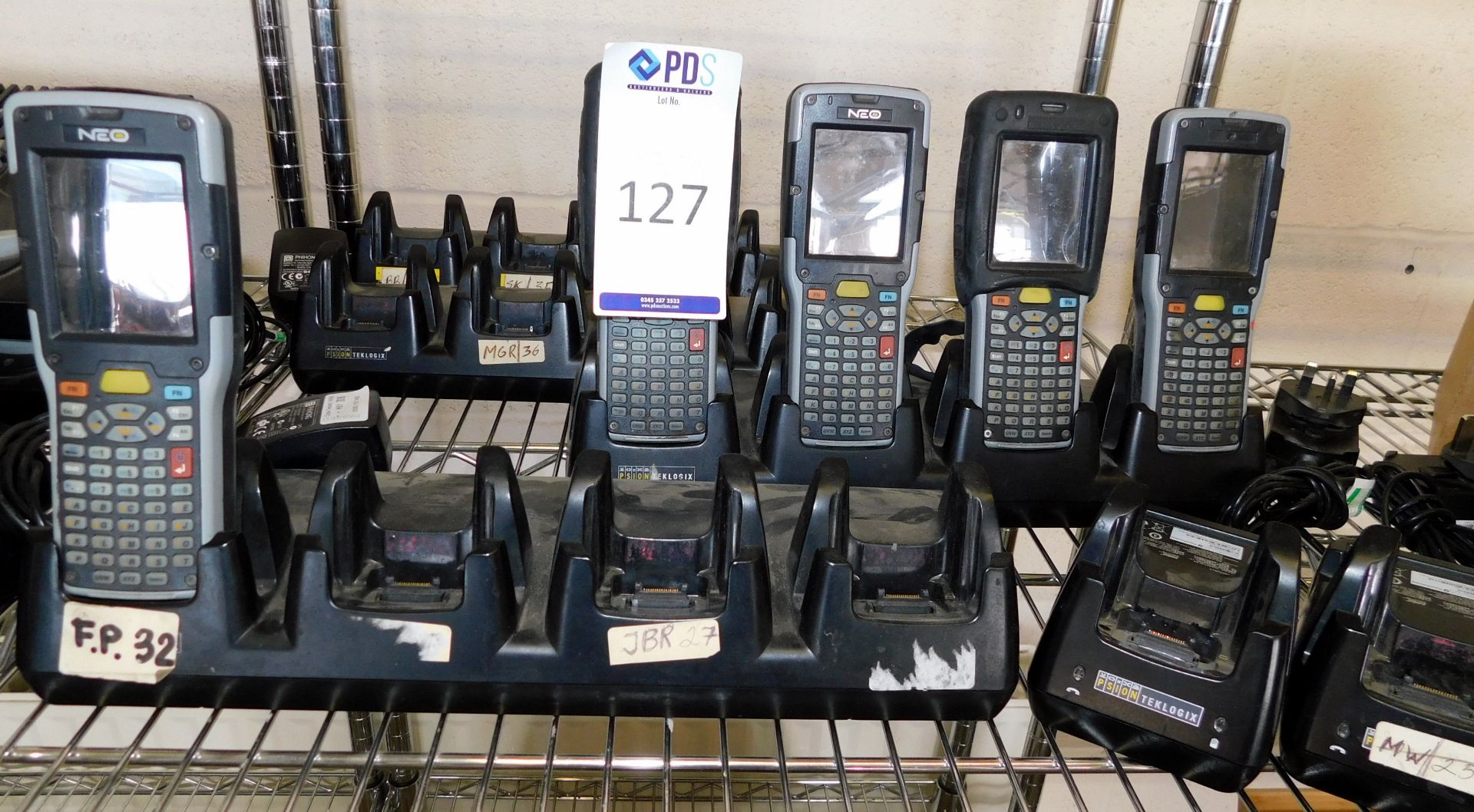 5 Neo Barcode Scanners & Pathfinder Ultra 6032 Silver Printer & Quantity of Charging Docks (