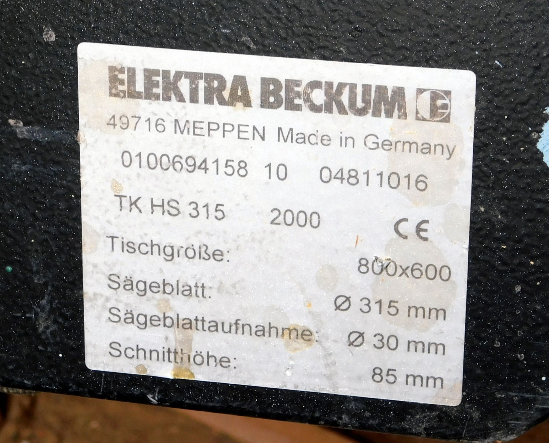 Metabo Elektra Bekum TKHS 315 Table Saw (Located Warrington) - Image 4 of 4