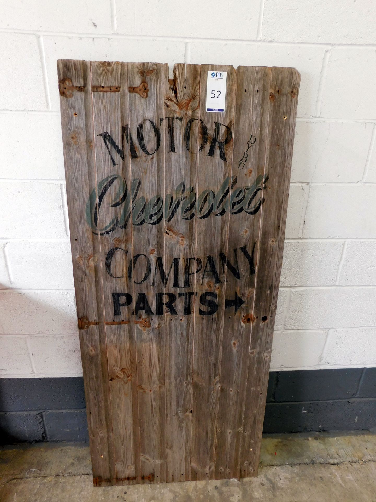 American Folk Art Style Pine Door With Faded Lettering