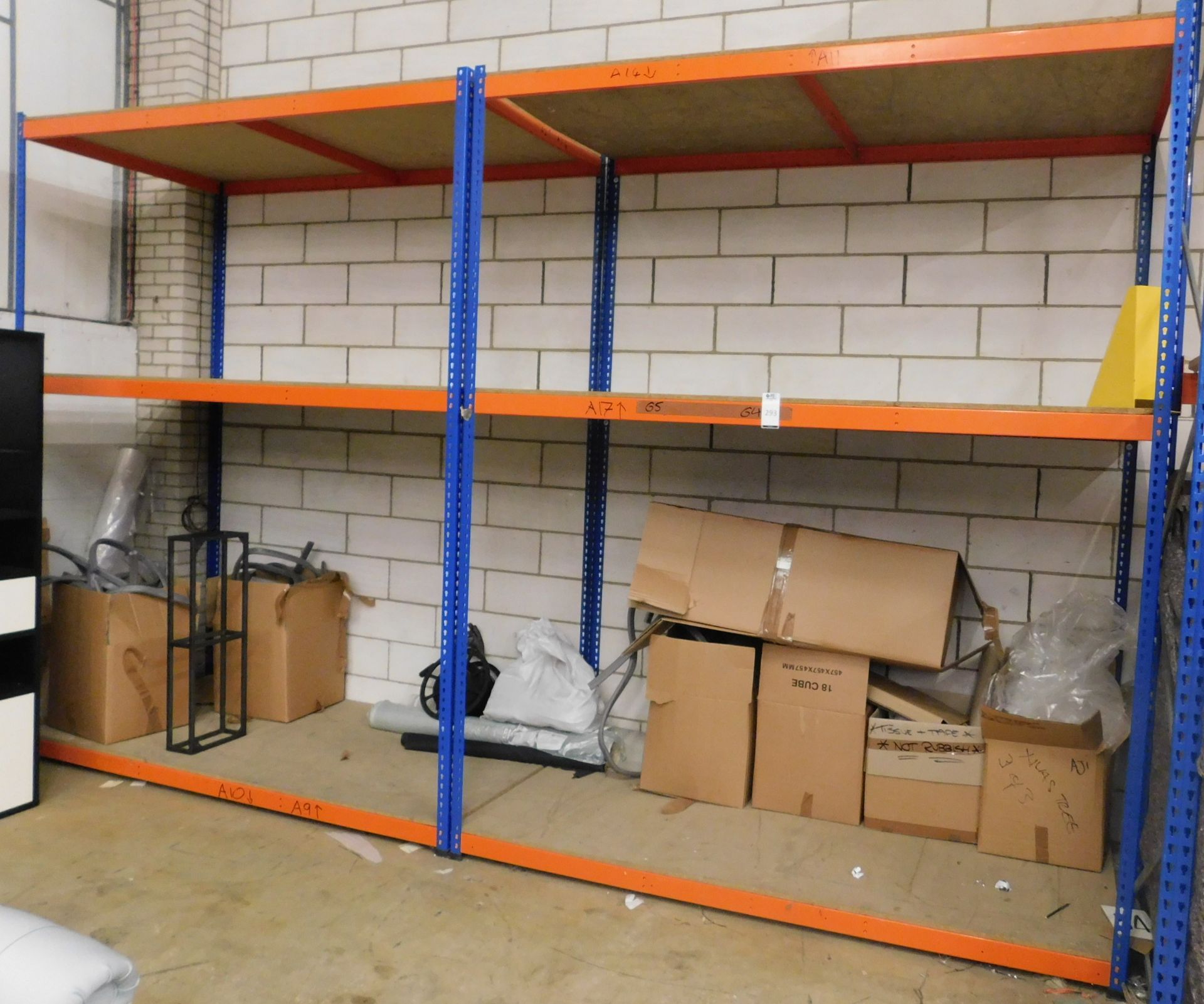 Two Bays Of Boltless Steel Racking To Include Three Uprights, Twelve Cross Members And Chipboard (
