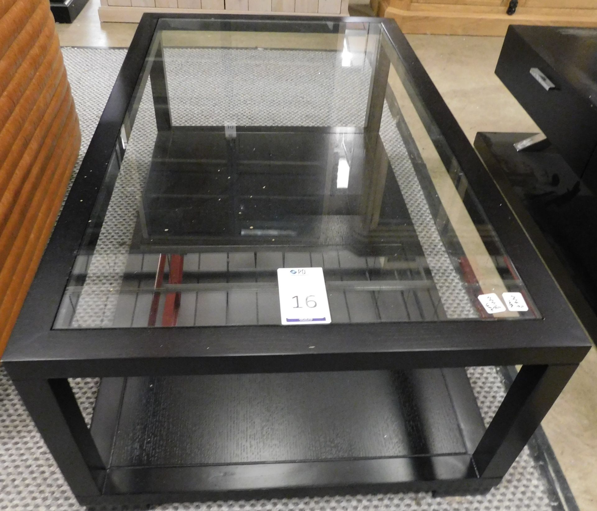 Michael Northcroft “Agento” Ebonised Effect Coffee Table With Plate Glass Top & Undershelf (