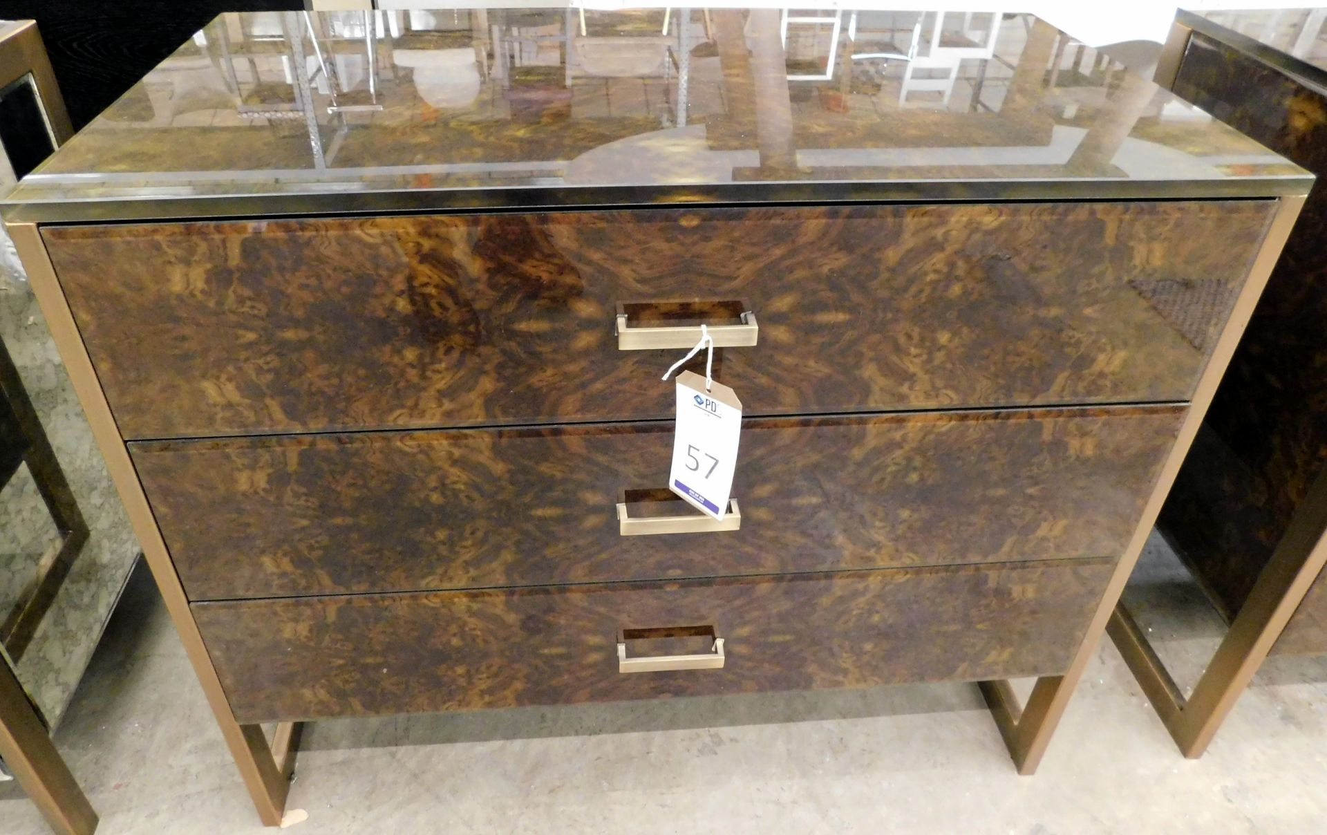 RV Astley Ettore Tortoise Shell Effect Bedside Chest (Approximate Retail £900) - Image 2 of 2