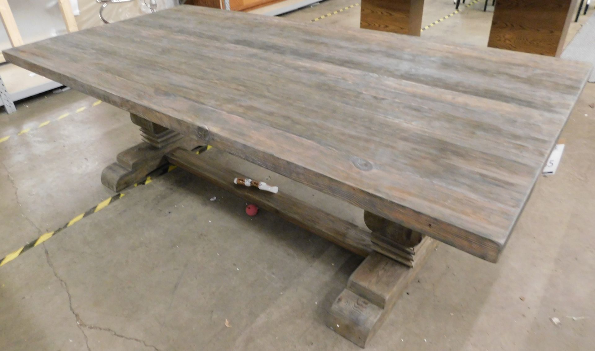 Coach House Weathered Oak Effect Refectory Style Dining Table On Baluster Supports (Approximate - Image 3 of 3