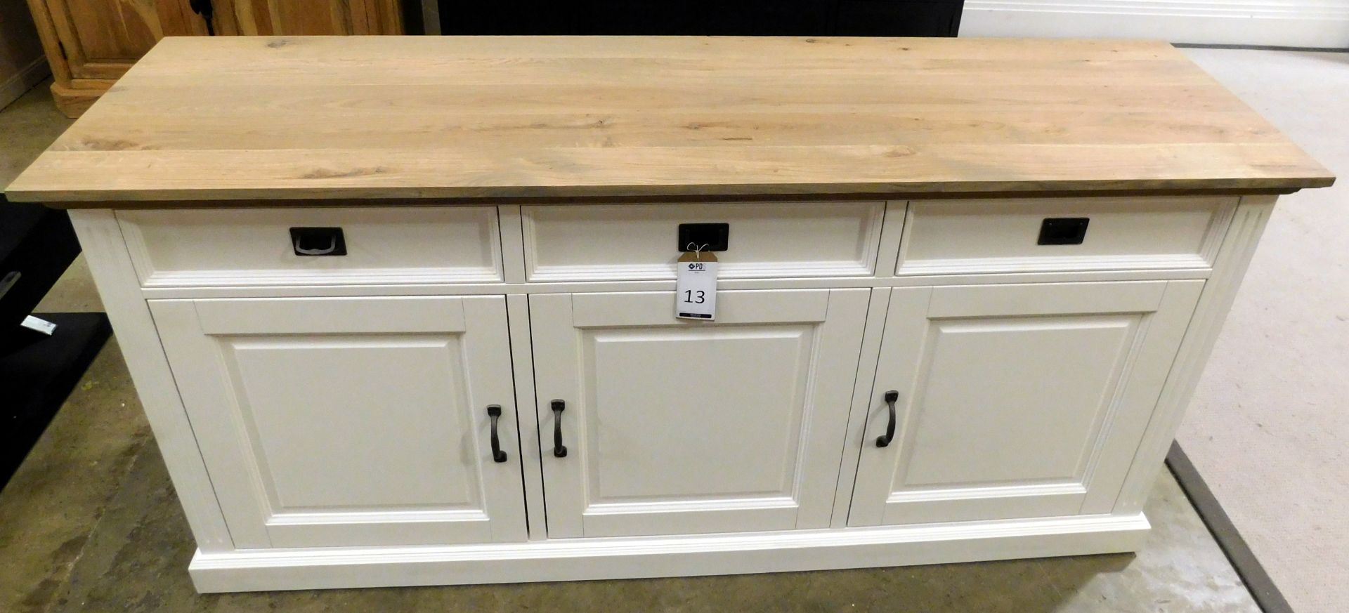 Richmond Interiors Kitchen Dresser Base In Washed White Wood Fitted 3 Drawers Above 3 Cupboards ( - Image 2 of 2