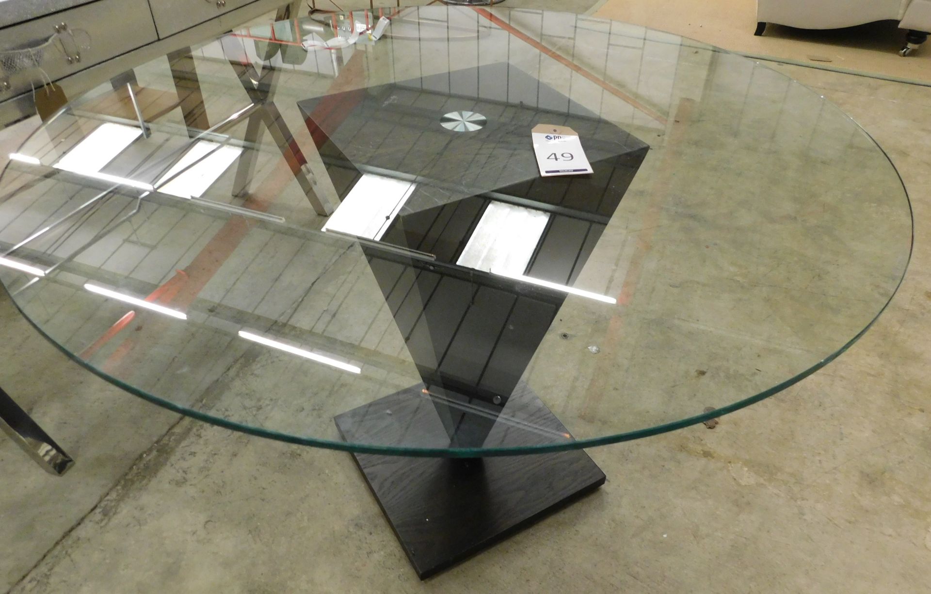 Michael Northcroft Circular Table With Plate Glass Top Supported By Inverted Pyramid Column (