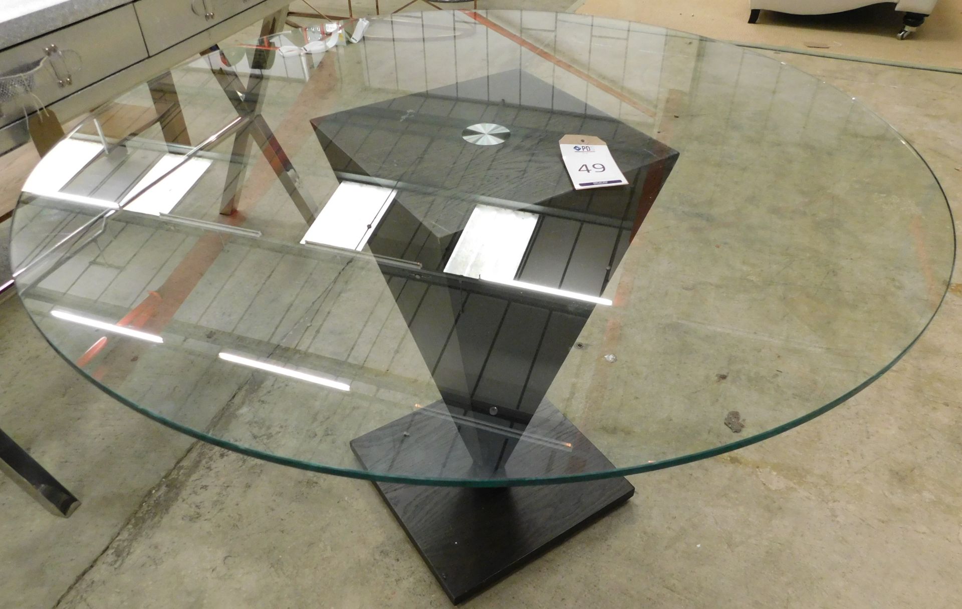 Michael Northcroft Circular Table With Plate Glass Top Supported By Inverted Pyramid Column ( - Image 2 of 3