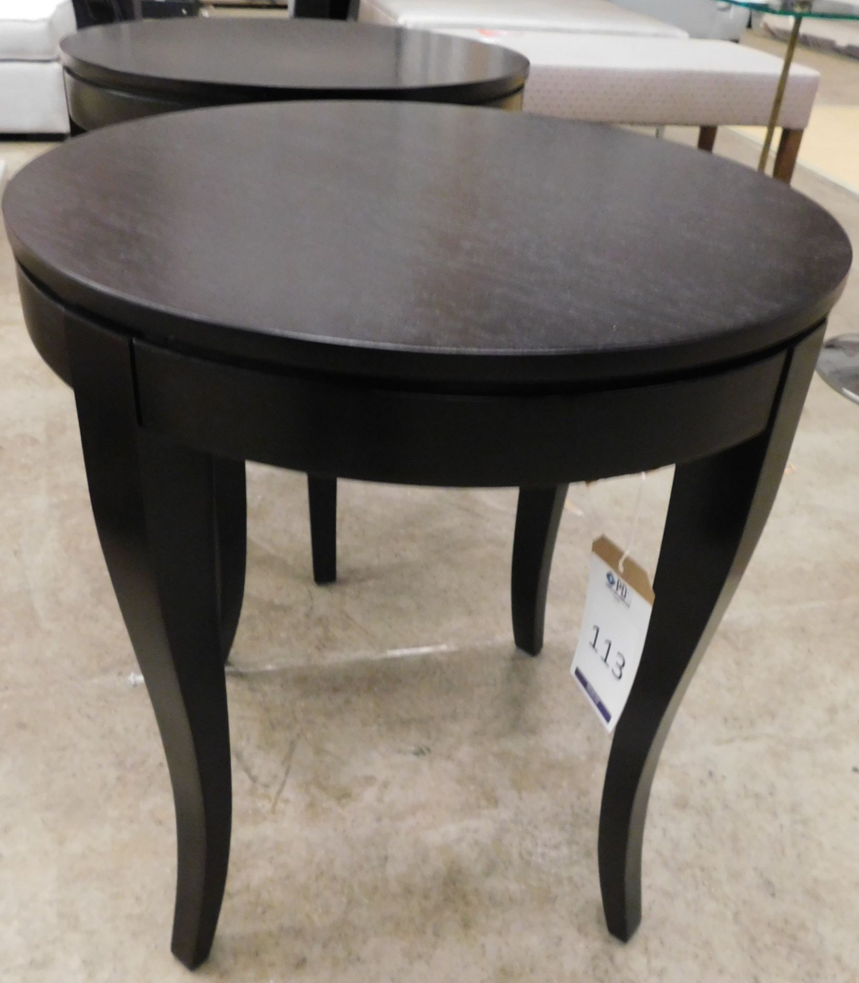 Two Ecco Trading Modium Circular Tables In Chocolate Oak, Shaped Tapering Supports (Approximate - Image 2 of 2