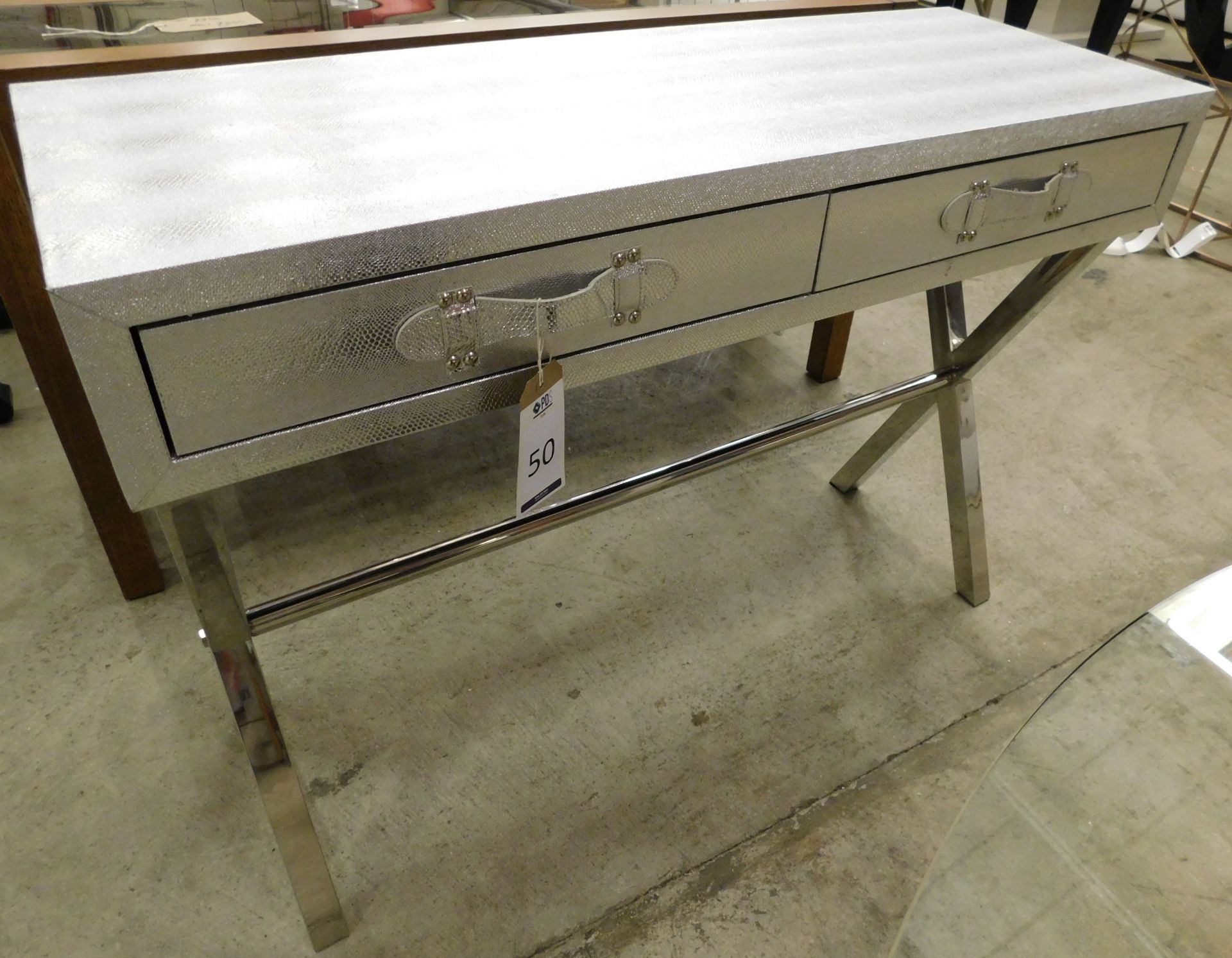 Coach House Metallic Effect Console Table Fitted 2 Drawers (Approximate Retail £450)