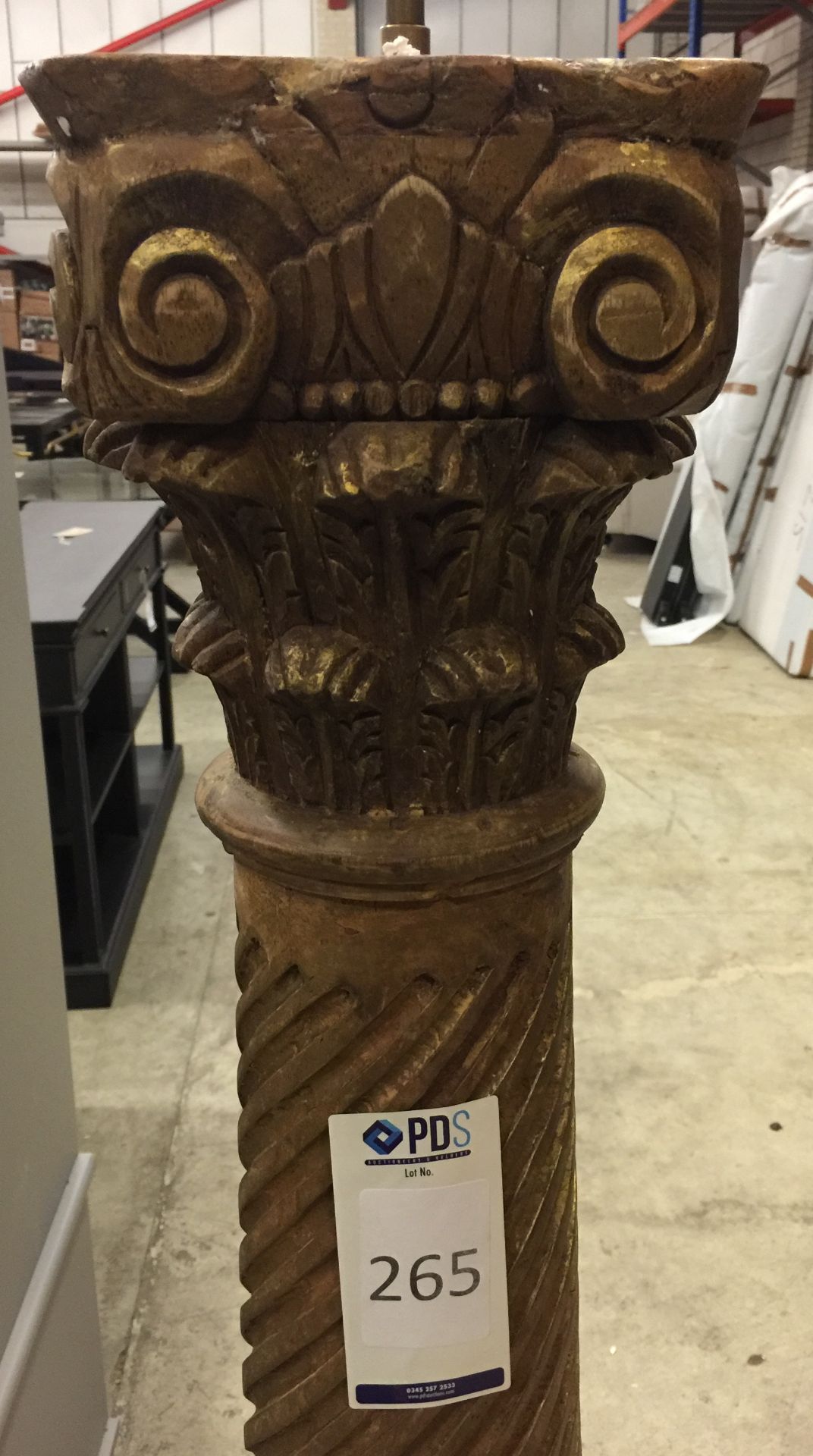 Restoration Hardware Hand-Carved Corinthian Column Floor Lamp - Image 2 of 3