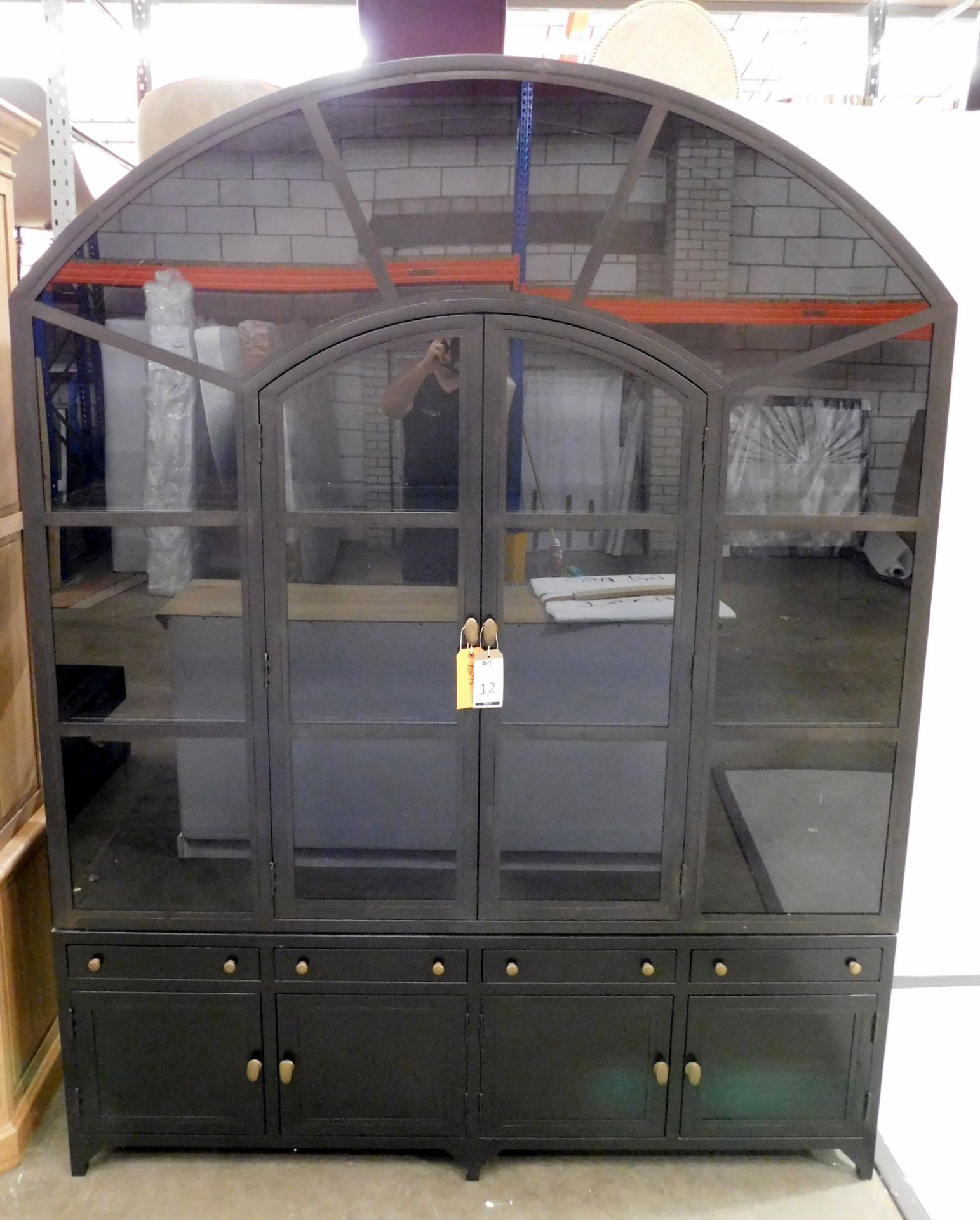 Eichholtz Steel “Archway” Display Cabinet With Twin Glazed Doors Flanked By 9 Glazed Panels Above - Image 2 of 2