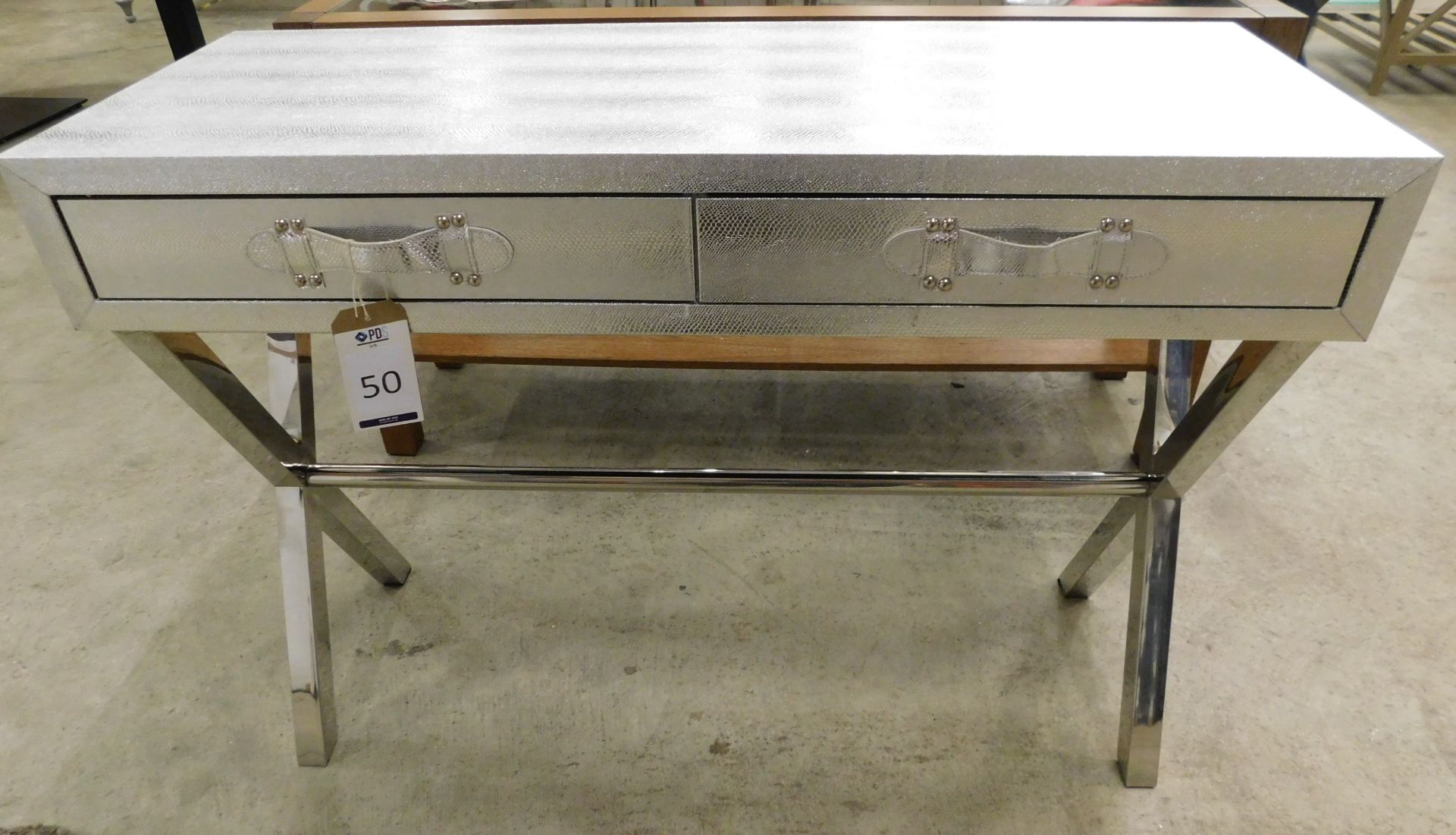 Coach House Metallic Effect Console Table Fitted 2 Drawers (Approximate Retail £450) - Image 2 of 2