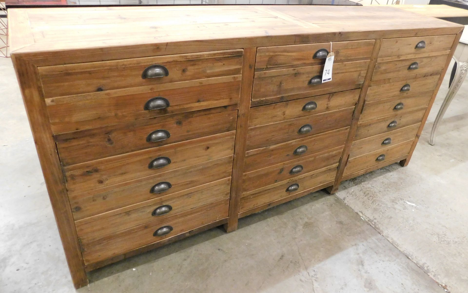 Coach House YUY Sideboard/Specimen Cabinet Fitted 3 Backs Each Of 7 Drawers With Inverted Cup