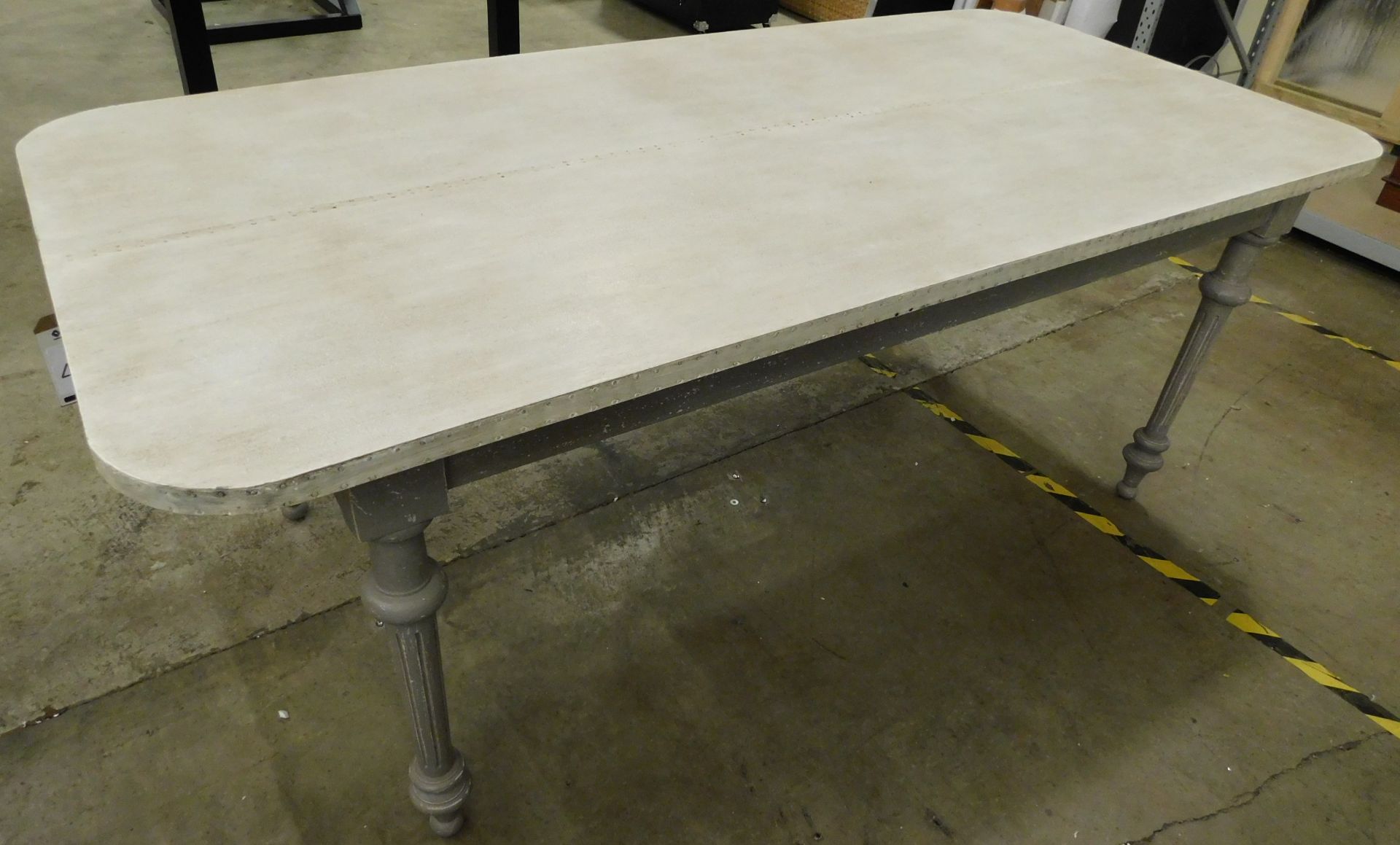 Coach House Zinc Effect Top Dining Table On Turned, Reeded & Tapering Supports(Approximate Retail £ - Image 2 of 2