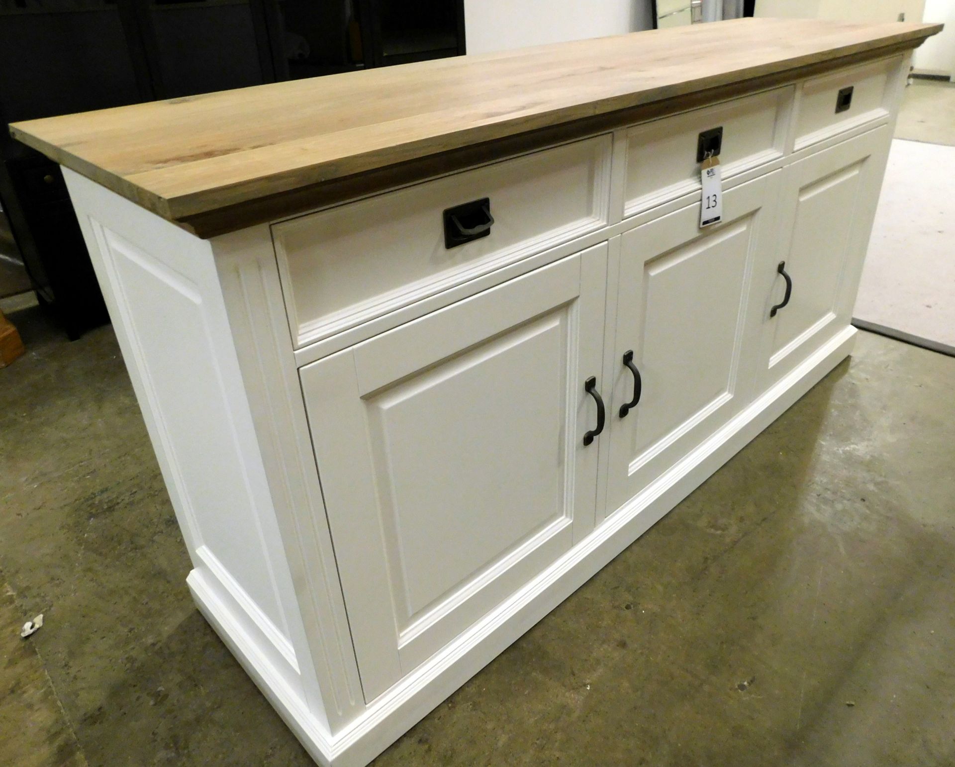 Richmond Interiors Kitchen Dresser Base In Washed White Wood Fitted 3 Drawers Above 3 Cupboards (