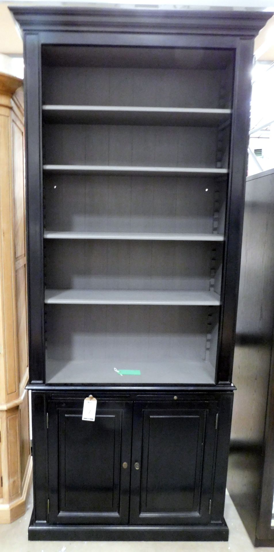 Eichholtz Piano Black Finish Bookcase/Cupboard Fitted 4 Adjustable Shelves (Approximate Retail £4,