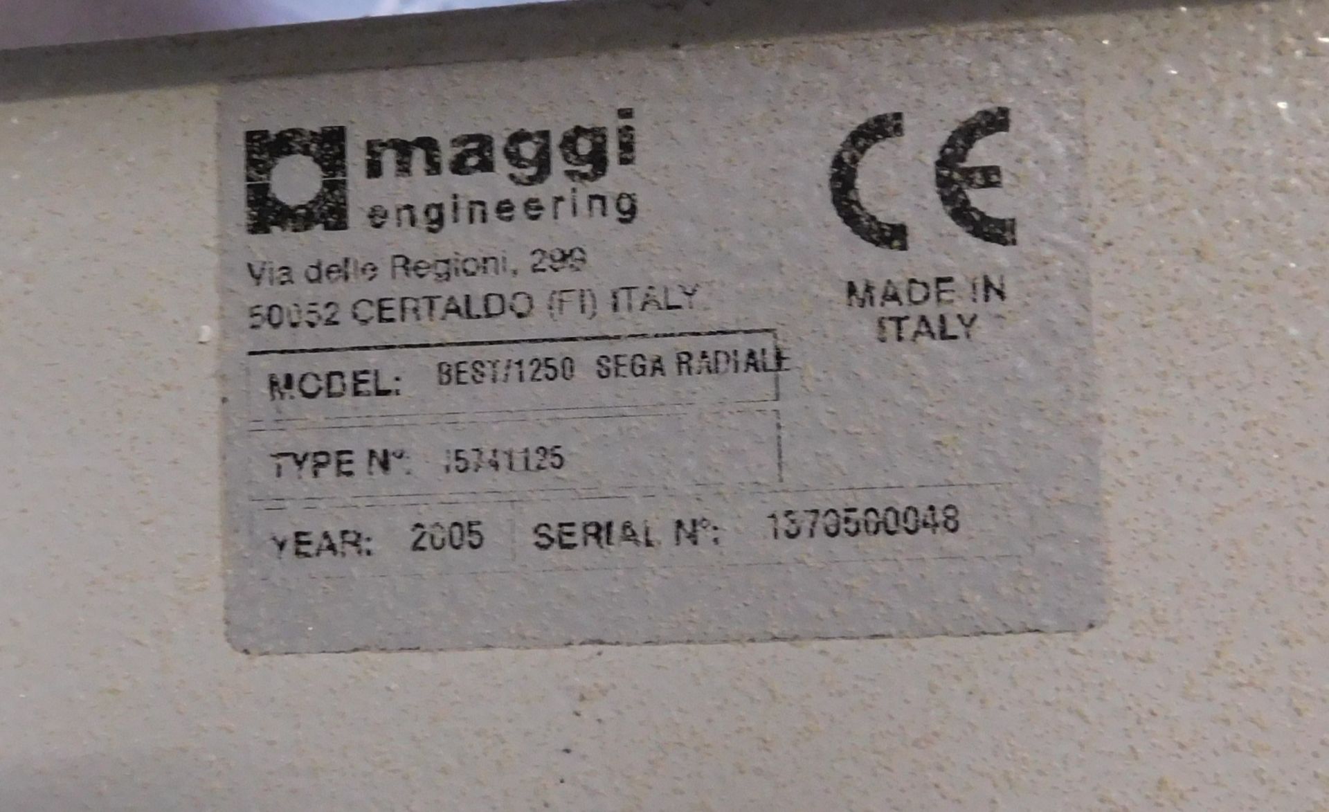 Maggi Best 1250 SEGA RADIALE Pull Out Cross Cut Saw, 2005, S/N 1570500048, 22in Blade - Image 4 of 7