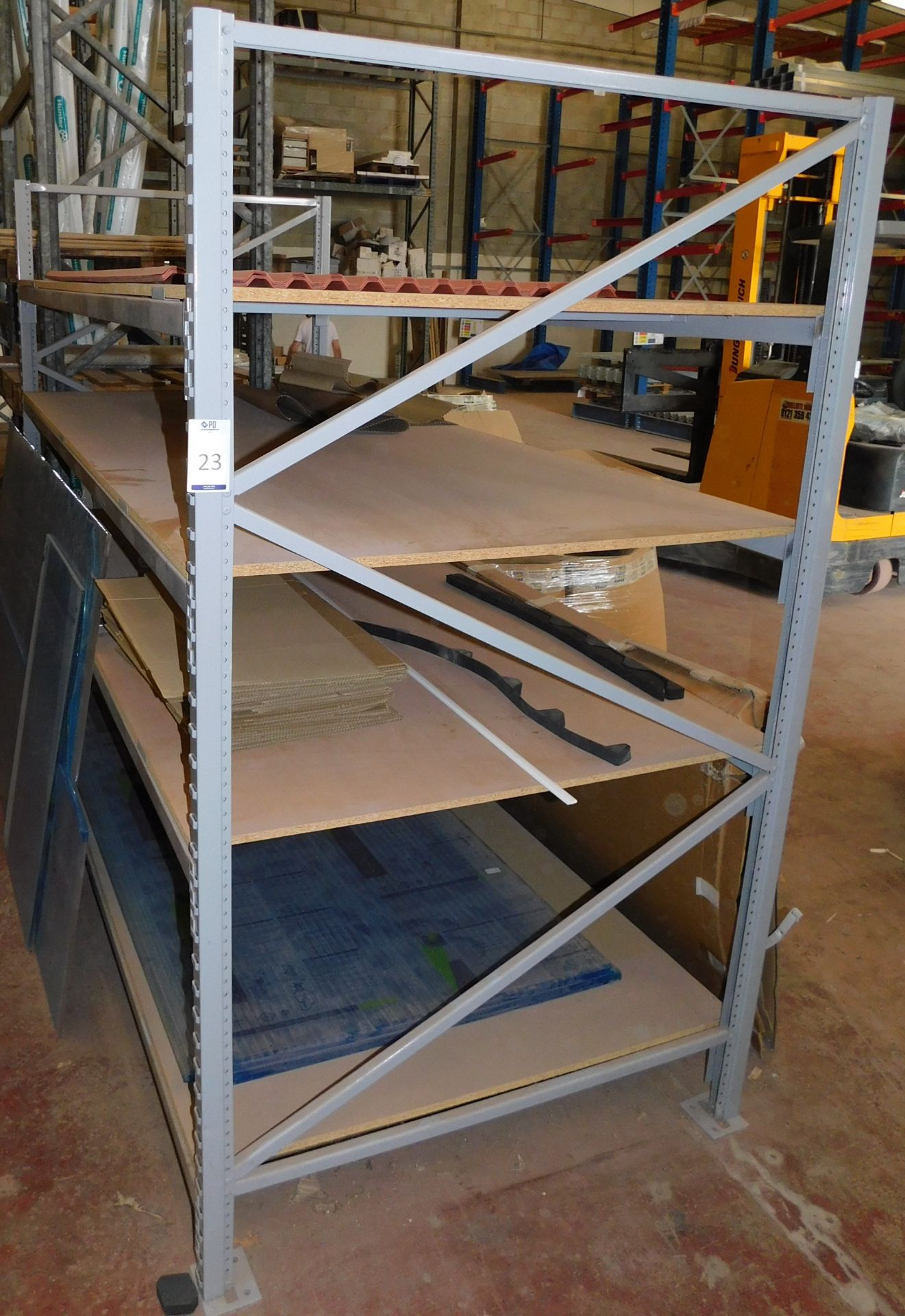 One Bay of Lightweight Shelving with Two 2.07m Uprights & Eight Cross Beams (Excludes Contents)