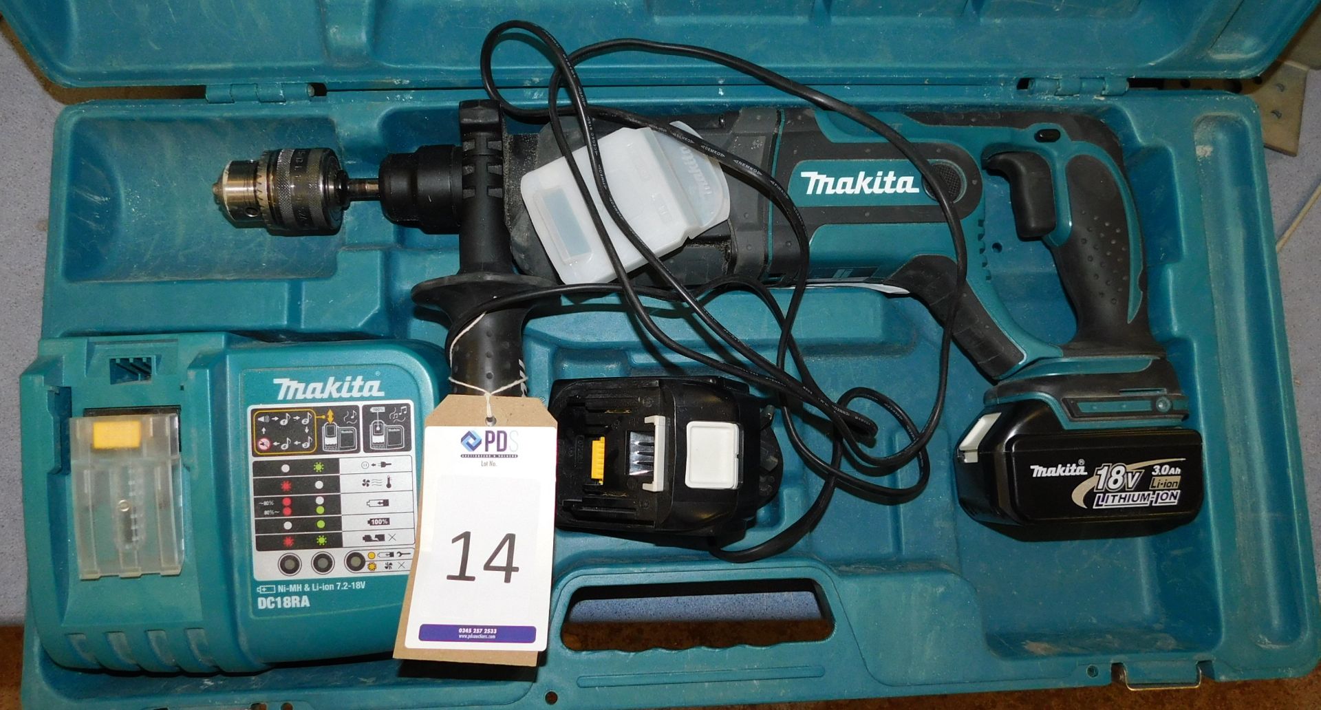Makita BHR241 Cordless Hammer Drill with Charger & Two Batteries - Image 2 of 2