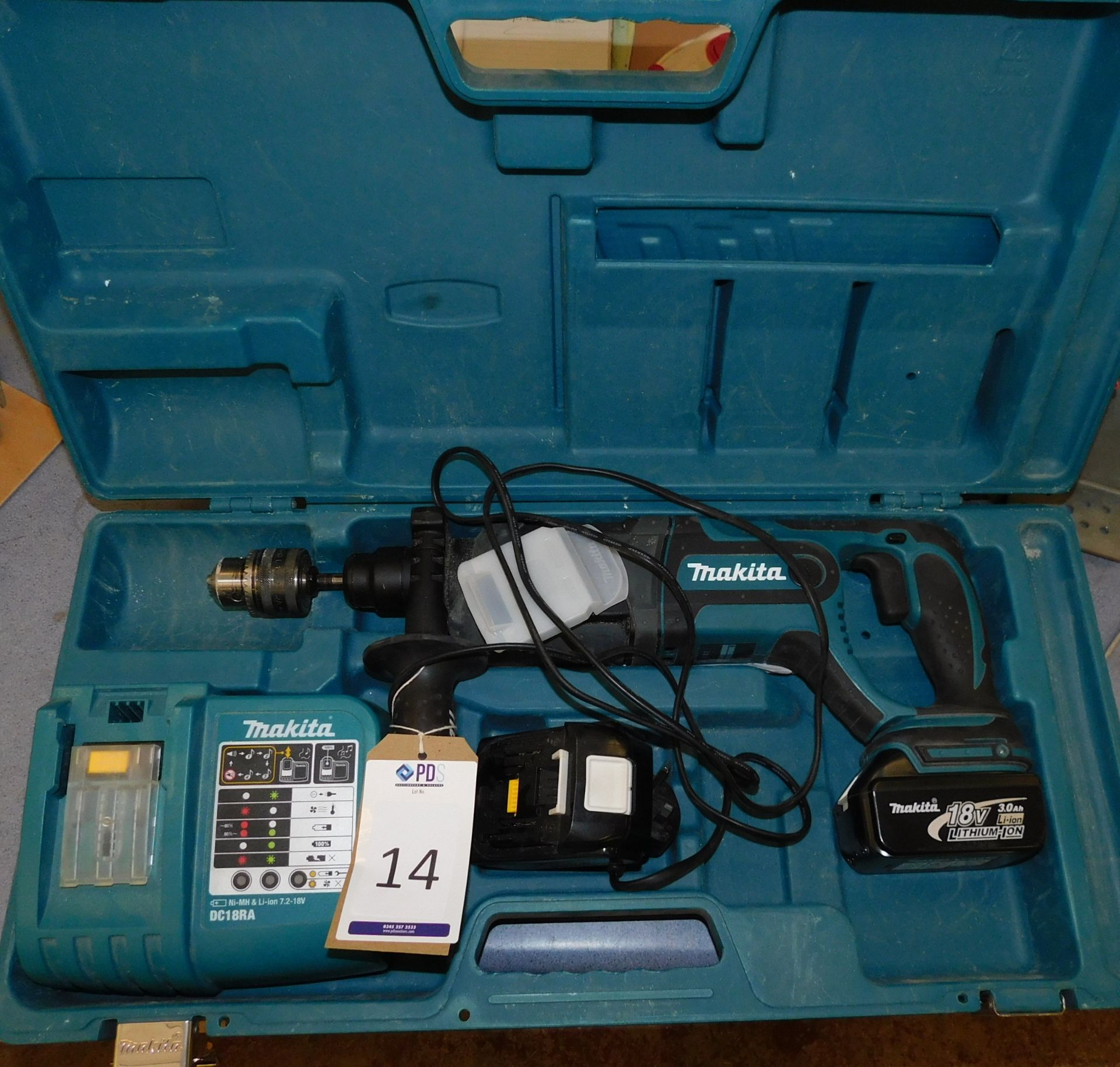 Makita BHR241 Cordless Hammer Drill with Charger & Two Batteries