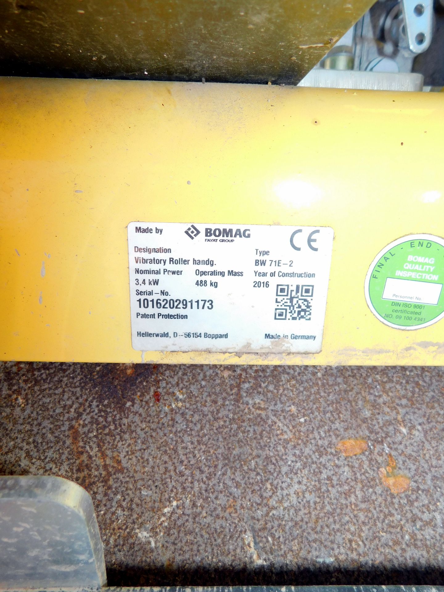 Bomag BW71E–2 Pedestrian Vibratory Roller, serial number 101620291173 (2016) (Located Milton Keynes, - Image 3 of 6