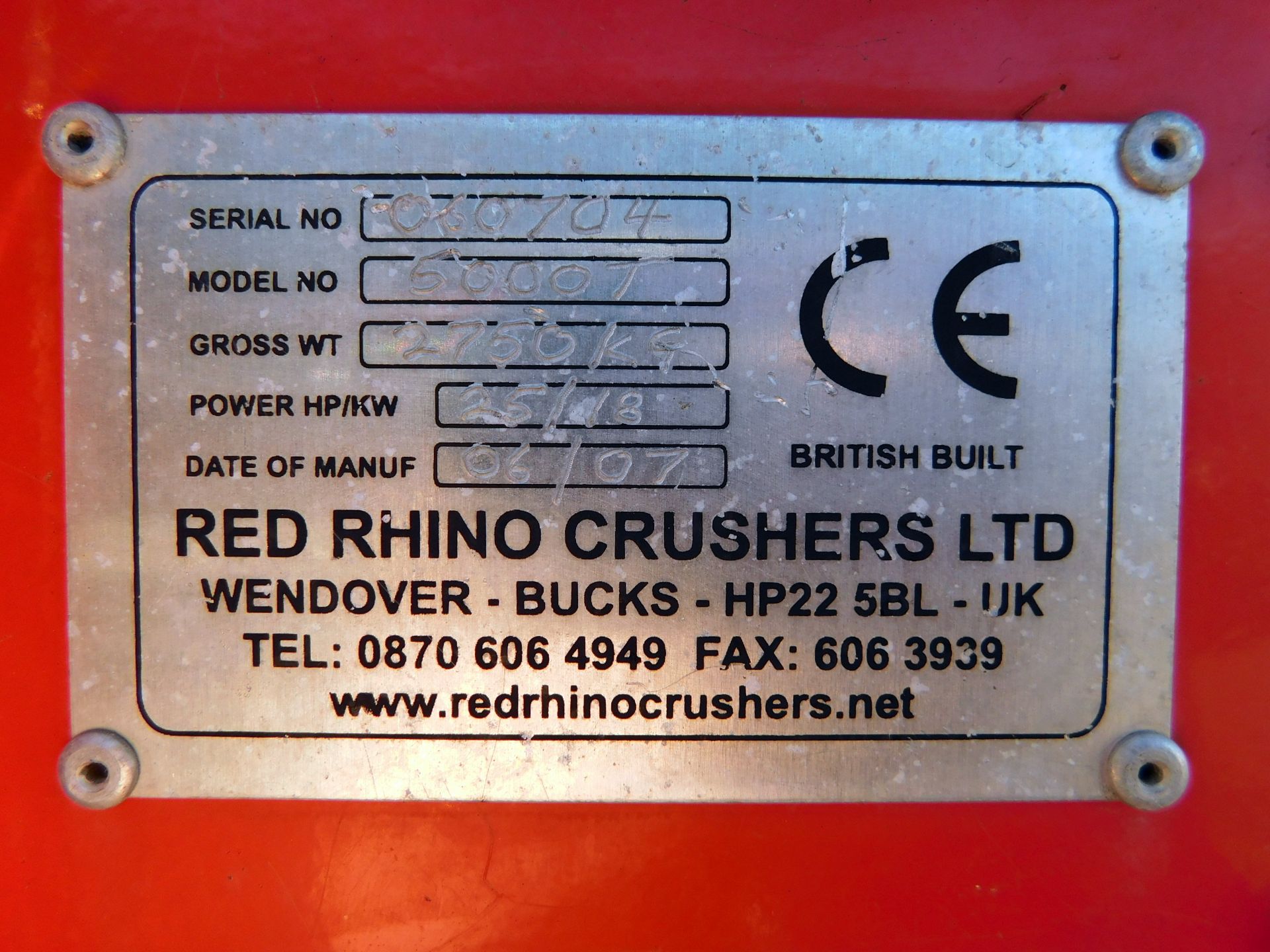 Red Rhino 5000T Crusher, serial number 060704 (2007) (Located Milton Keynes, Viewing by - Image 12 of 15