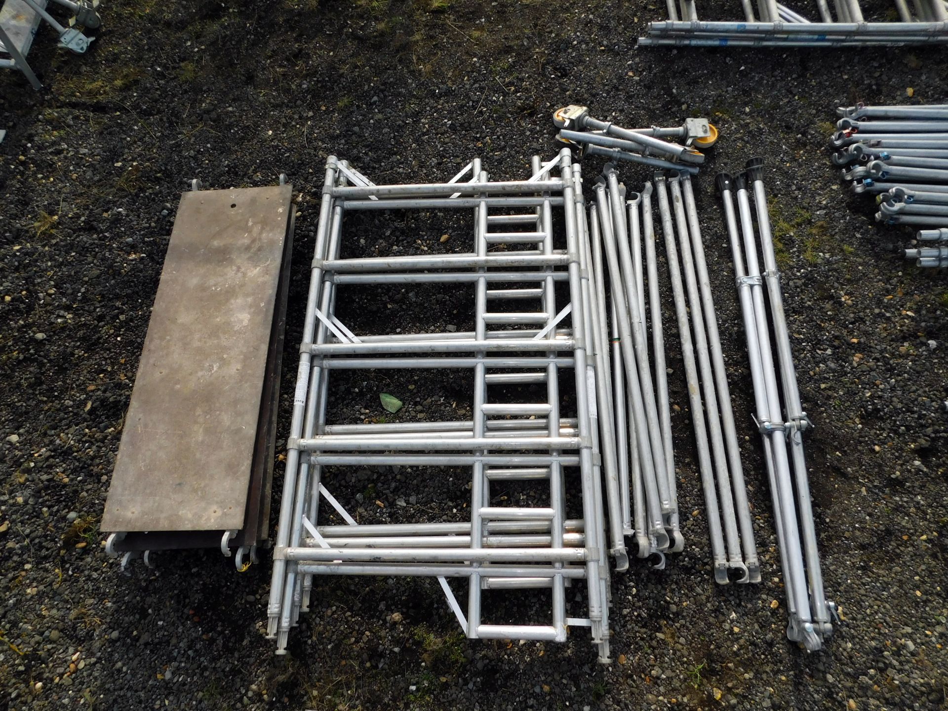 EuroTower Scaffold Tower Comprising: 4 Side Sections, 3 Boards, 4 Outriggers, 11 Bars, 4 Wheels ( - Image 2 of 2