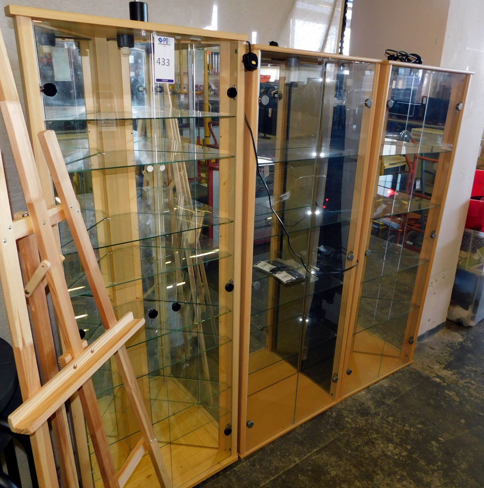 Three Glass Fronted Wooden Display Stands (Located Stockport – See General Notes for Full Address)