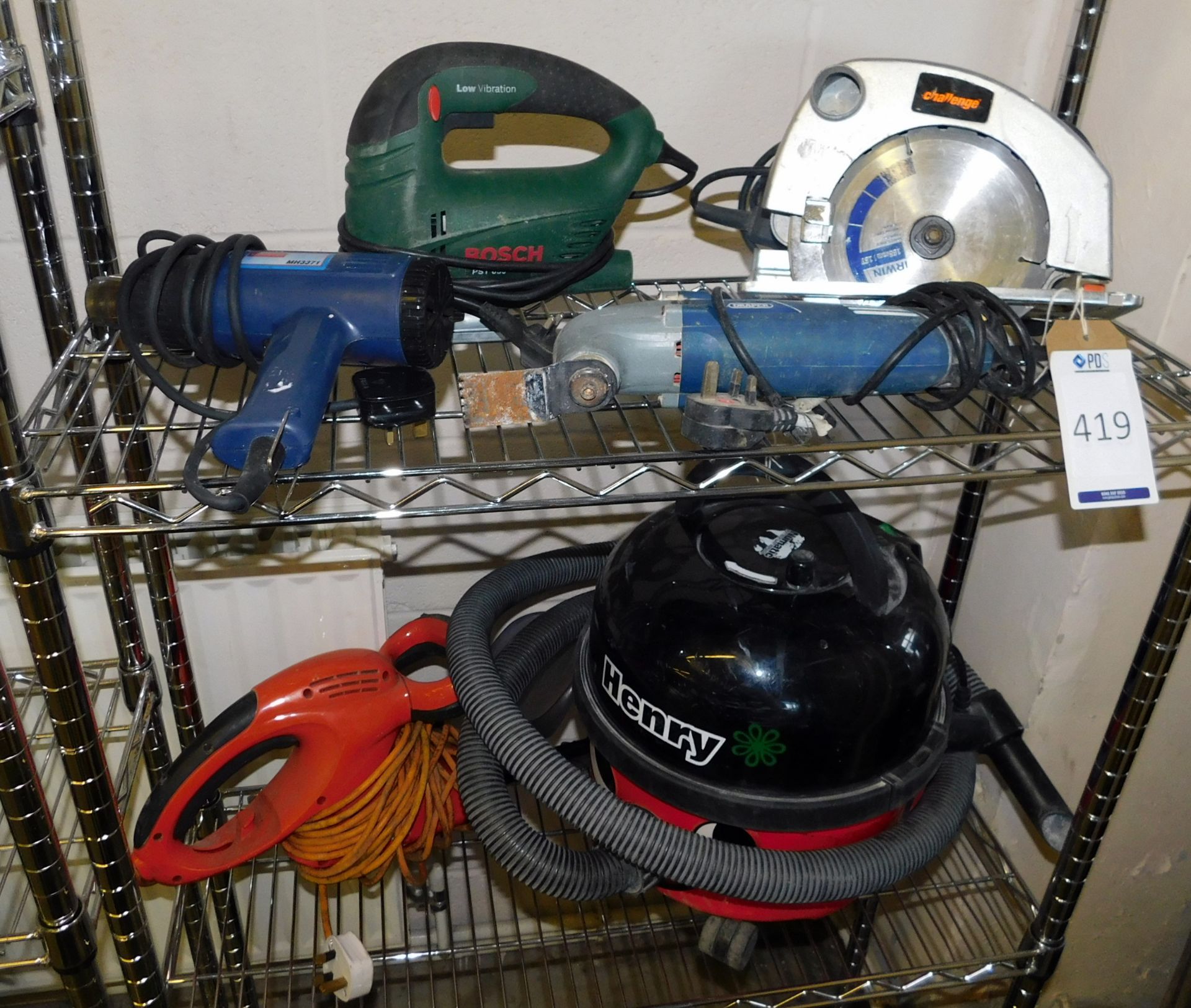 Challenge Circular Saw, Bosch Jigsaw, Draper Multitool, Challenge Heat Gun, Henry Hoover & Hedge