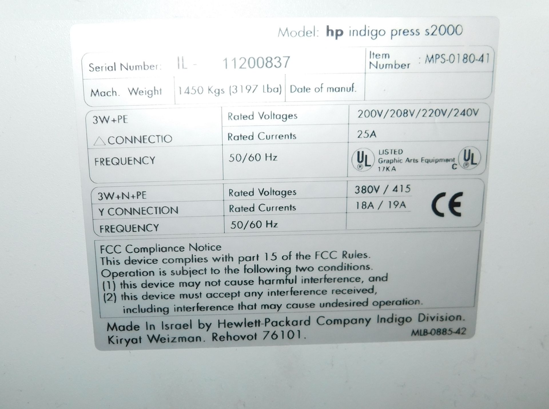 HP Indigo Press S2000 Digital Press, Serial Number IL- 11200837 (2004) With Integrated RIP PC ( - Image 6 of 12