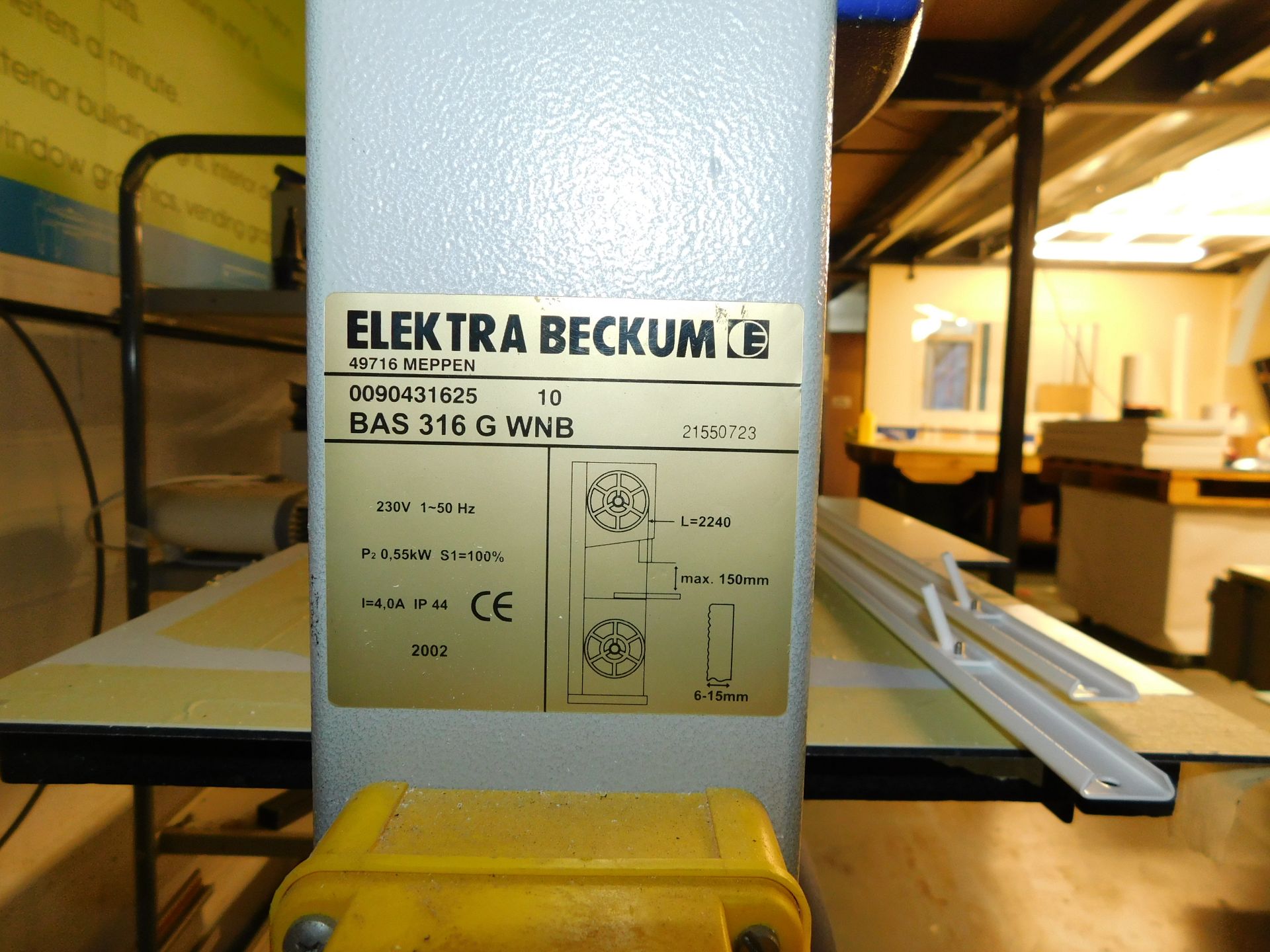 Elektra Bekum BAS 316G Bandsaw (Located Northampton – See General Notes for Full Address) - Bild 2 aus 2