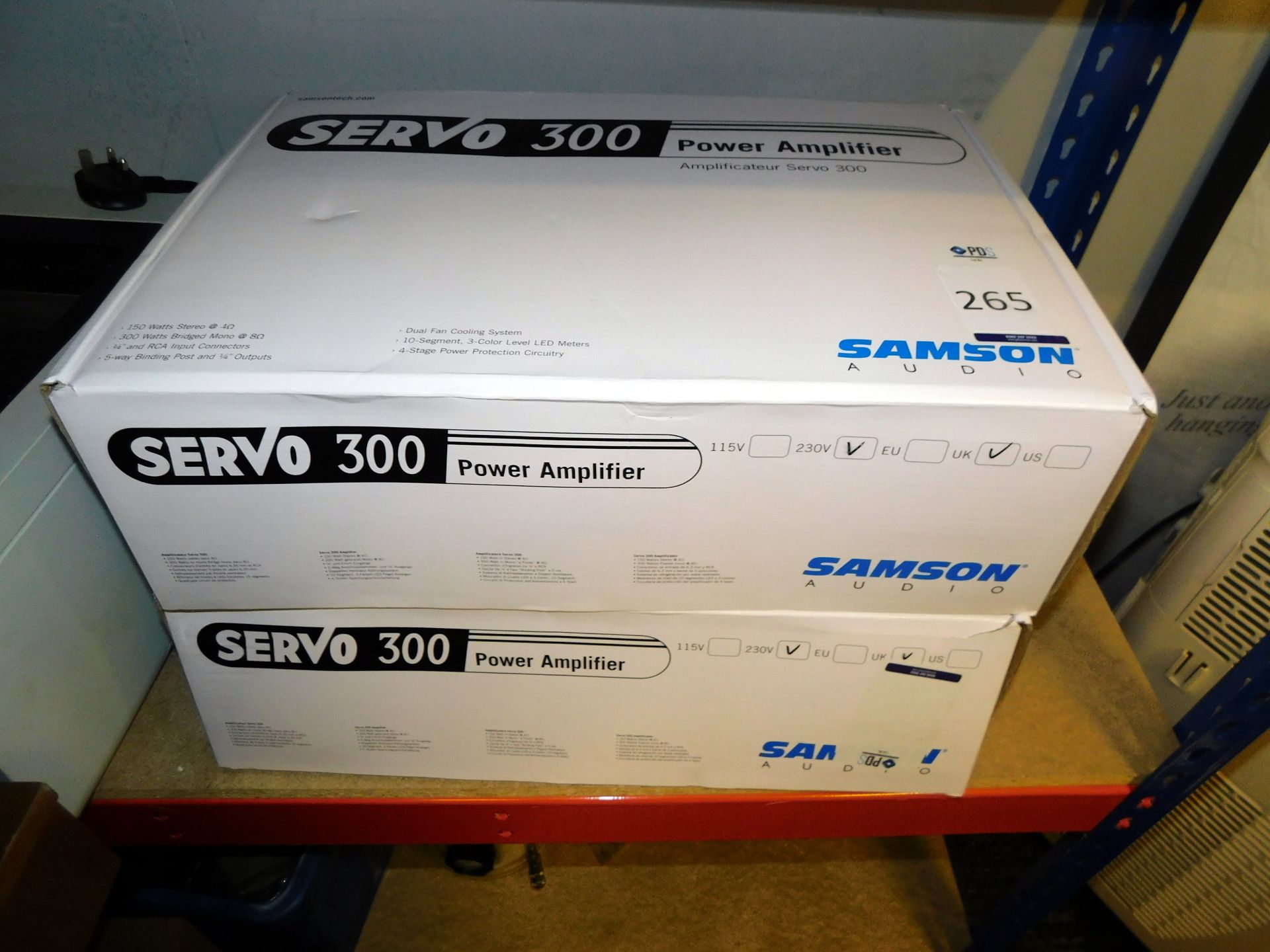 2 Samson Servo 300 Power Amplifiers, New & Boxed (Located Upminster – See General Notes for Full