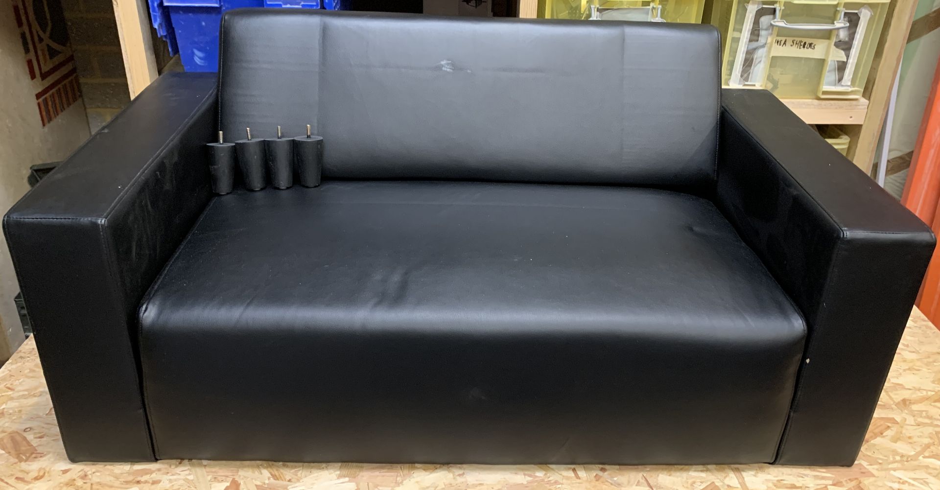 Black Leatherette 2-Seat Settee (Located Sittingbourne – Please see General Notes for Full