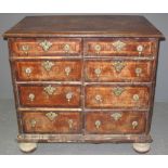 RARE WILLIAM AND MARY BURR ELM STRAIGHT FRONTED CHEST OF EIGHT SHORT DRAWERS,