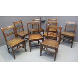 HARLEQUIN SET OF EIGHT WELSH OAK BALL AND RAIL BACKED DINING CHAIRS with inset top rails,