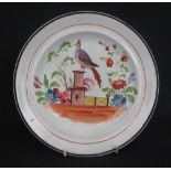 EARLY 19TH CENTURY DILLWYN & CO SWANSEA POTTERY PLATE hand painted with a bird of paradise on a