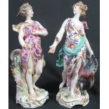 PAIR OF 19TH CENTURY GERMAN PORCELAIN EMBLEMATIC FIGURINES of classical females,