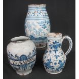 THREE ITEMS OF CONTINENTAL TIN GLAZED POTTERY to include;
