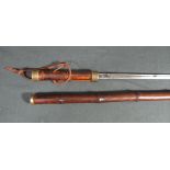 19TH CENTURY BAMBOO SWORD STICK with brass mouunts,