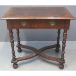 EARLY 18TH CENTURY WALNUT SIDE TABLE with herringbone strung quarter veneered moulded edge top over