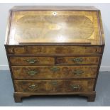 18TH CENTURY INLAID AND HERRINGBONE BANDED WALNUT FALL FRONT BUREAU,