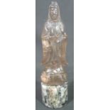 PROBABLY CHINESE CARVED ROCK CRYSTAL FIGURE OF 'GUANYIN', the goddess of mercy,