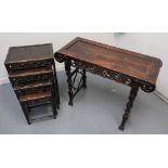 CHINESE HARDWOOD RECTANGULAR CONSOLE TABLE, having moulded top,