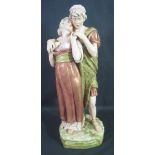 LARGE ROYAL DUX FIGURE GROUP OF A GRECIAN AMOROUS COUPLE her head resting on his shoulder standing