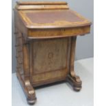 VICTORIAN INLAID AND CROSS BANDED WALNUT DAVENPORT DESK having stationary cabinet,