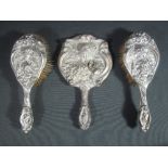 ART NOUVEAU SILVER BACKED LADY'S VANITY DRESSING TABLE HAND MIRROR, by Levi & Salaman,